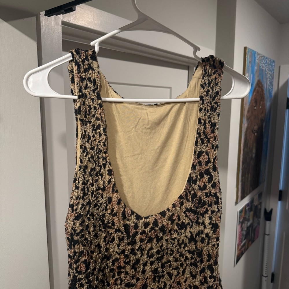 FREEPEOPLE leopard print smocked mini dress - Picture 4 of 5